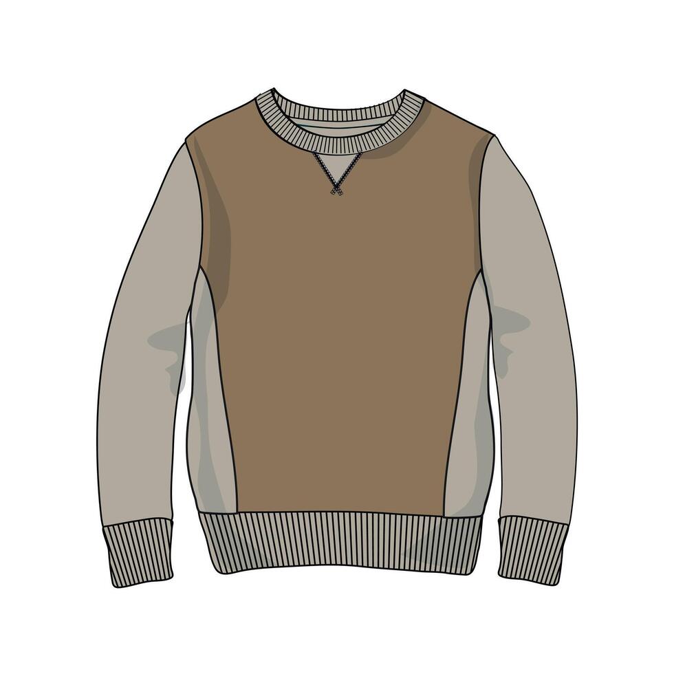 A brown sweater with gray and white stripes vector