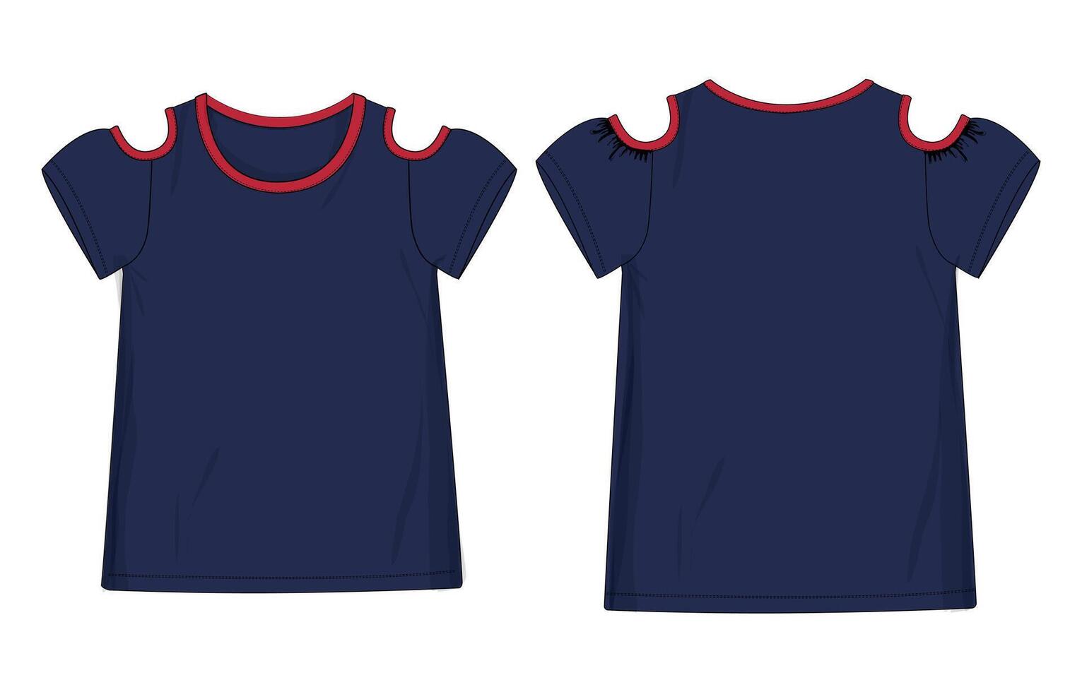 A t - shirt with red and blue trim vector