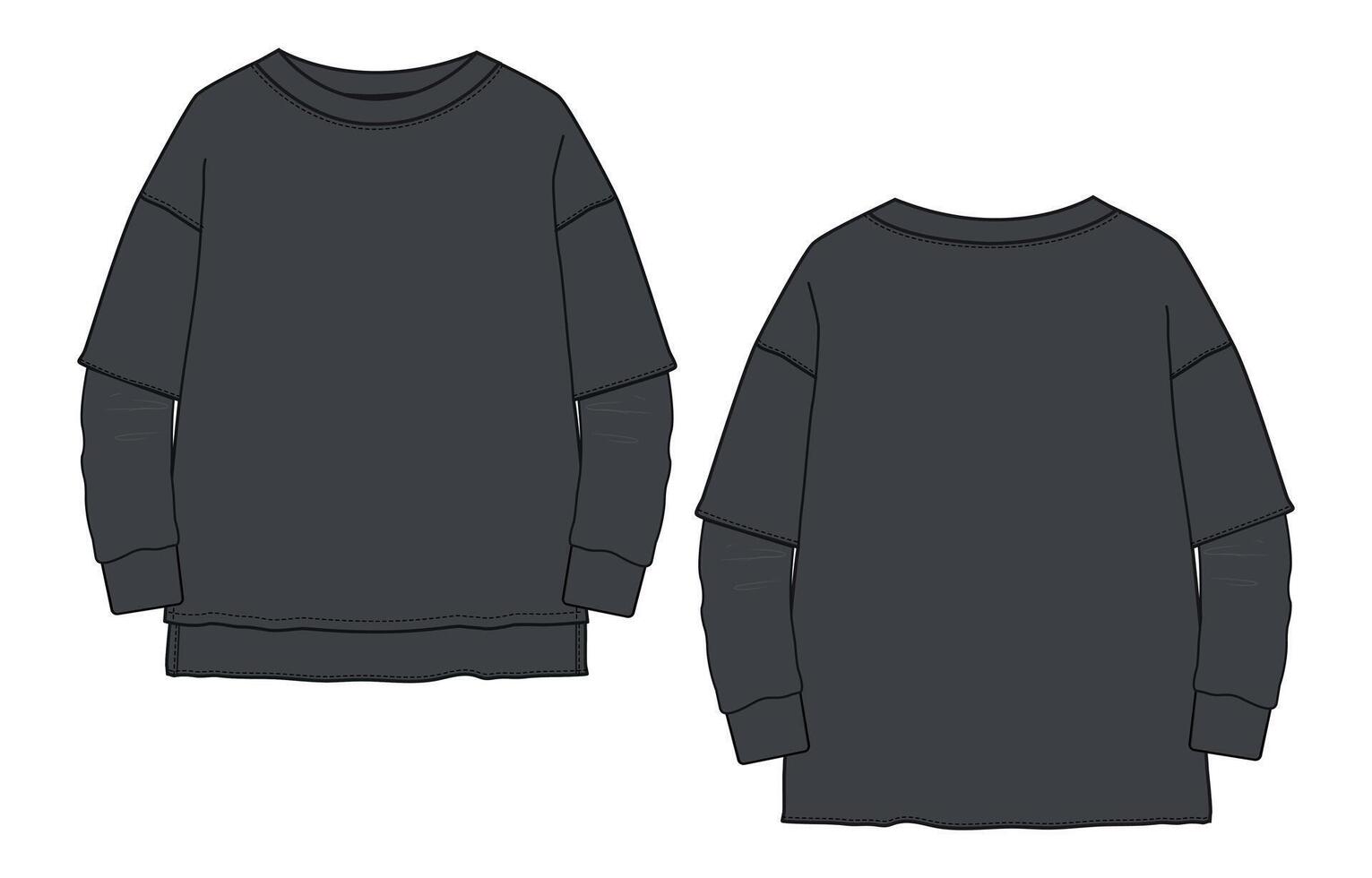 A black sweatshirt with sleeves and a long sleeve vector