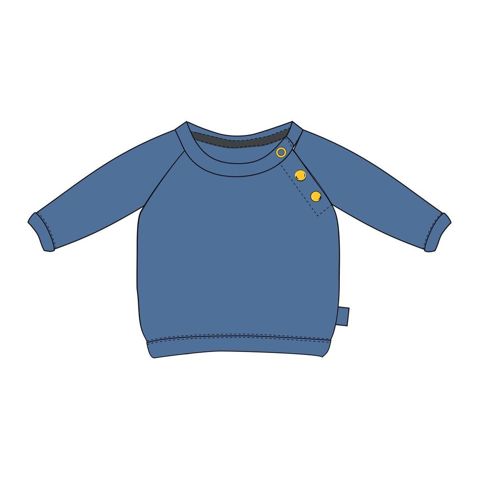 A blue sweater with yellow buttons on the front vector