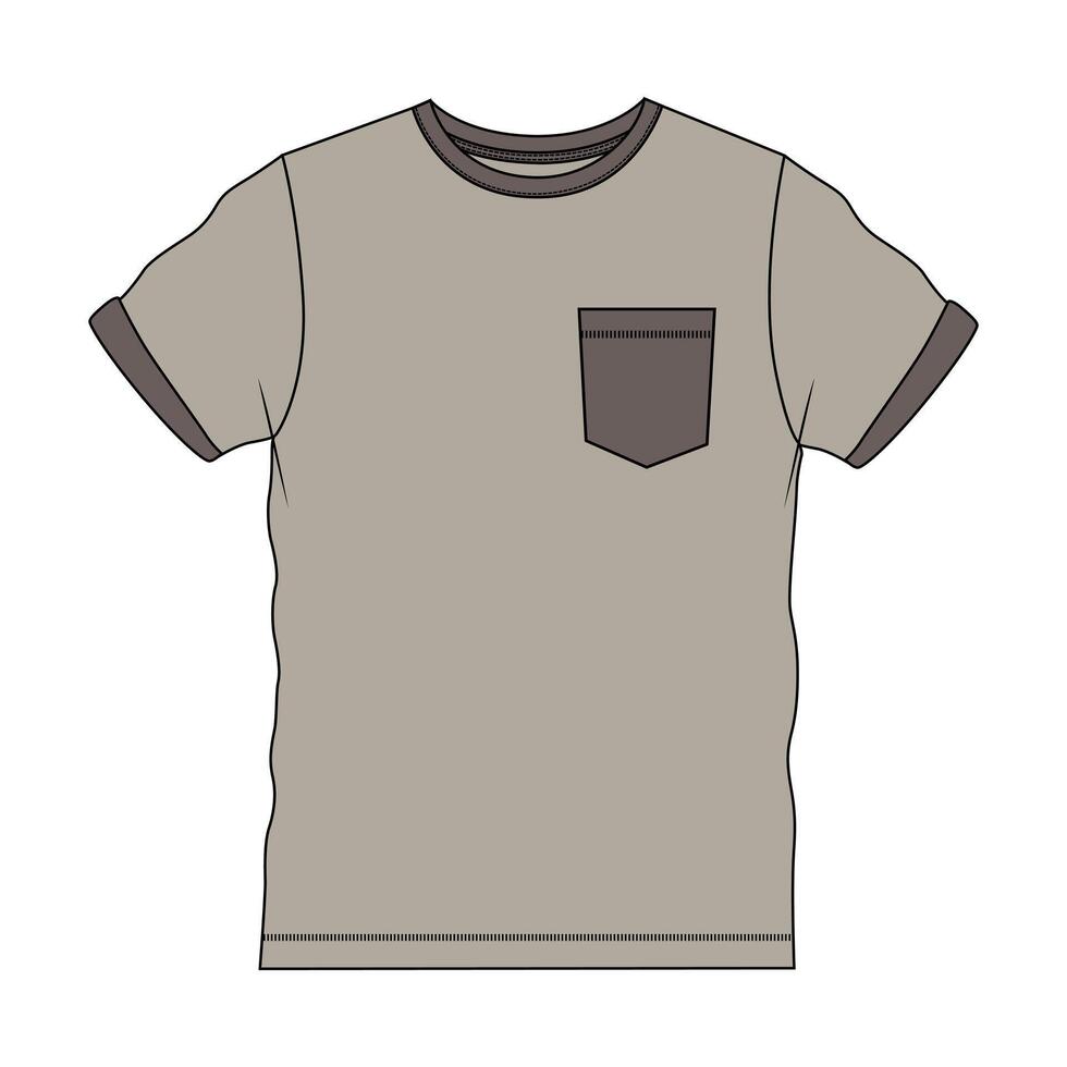 A t - shirt with a pocket on the front vector