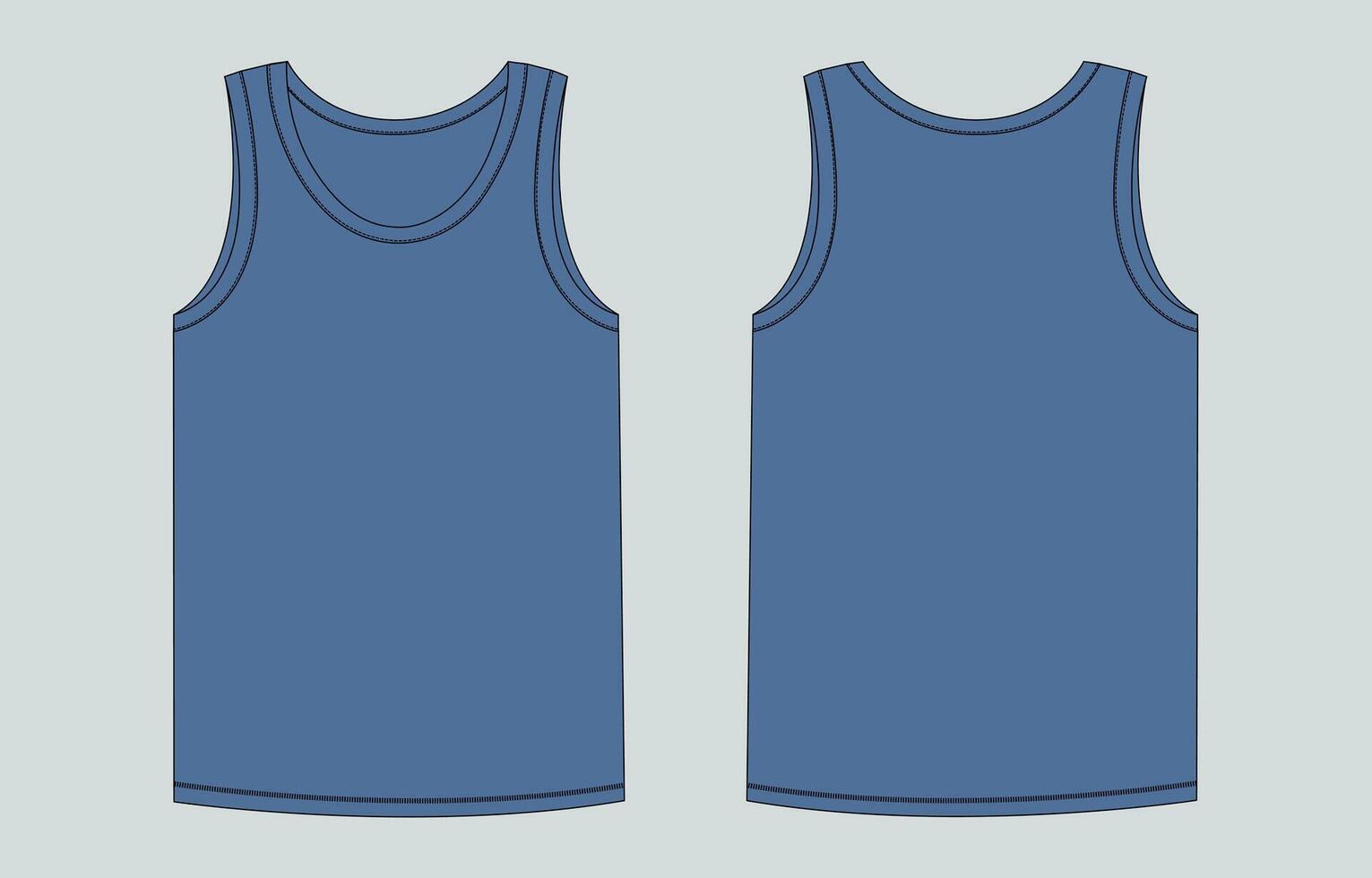 Two blue tank tops, one front and one back vector