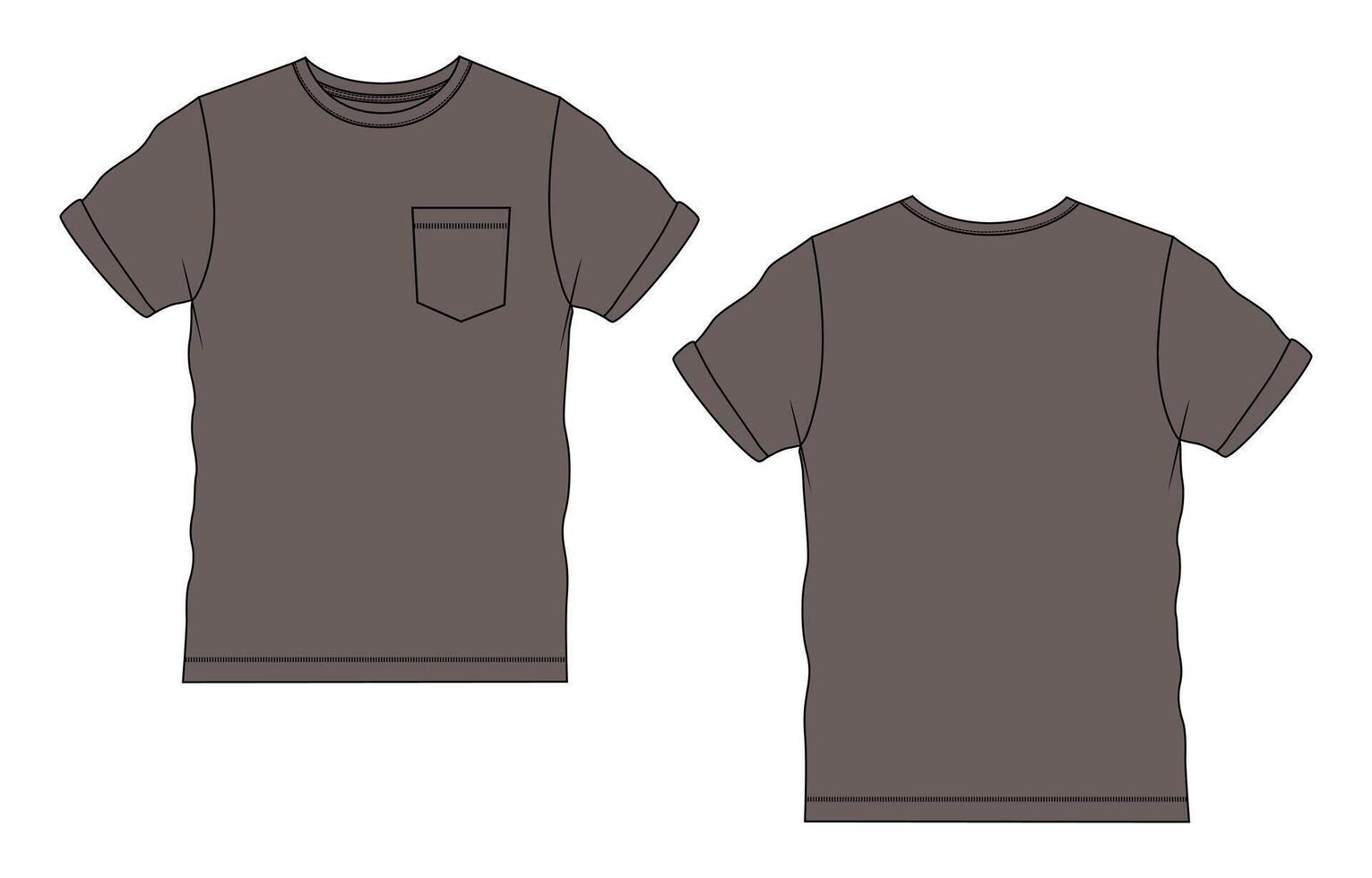 A gray t - shirt with a pocket on the front vector