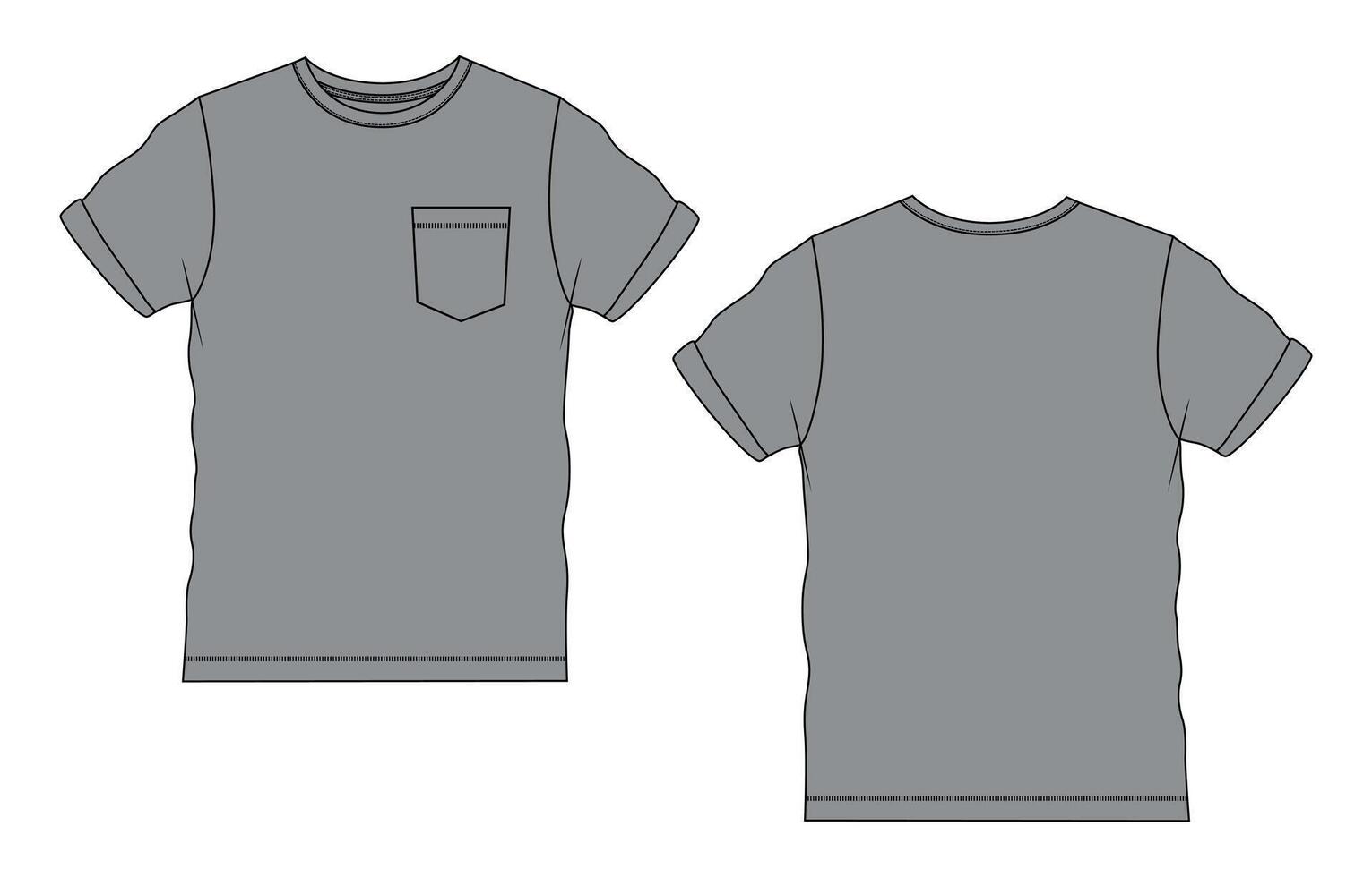 A gray t - shirt with a pocket on the front vector