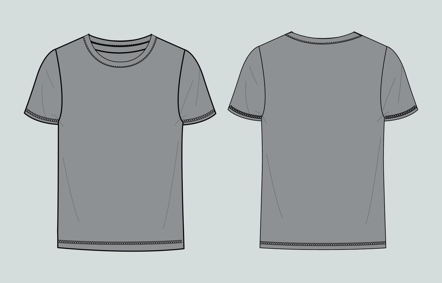 Two gray t - shirts, one front and one back vector