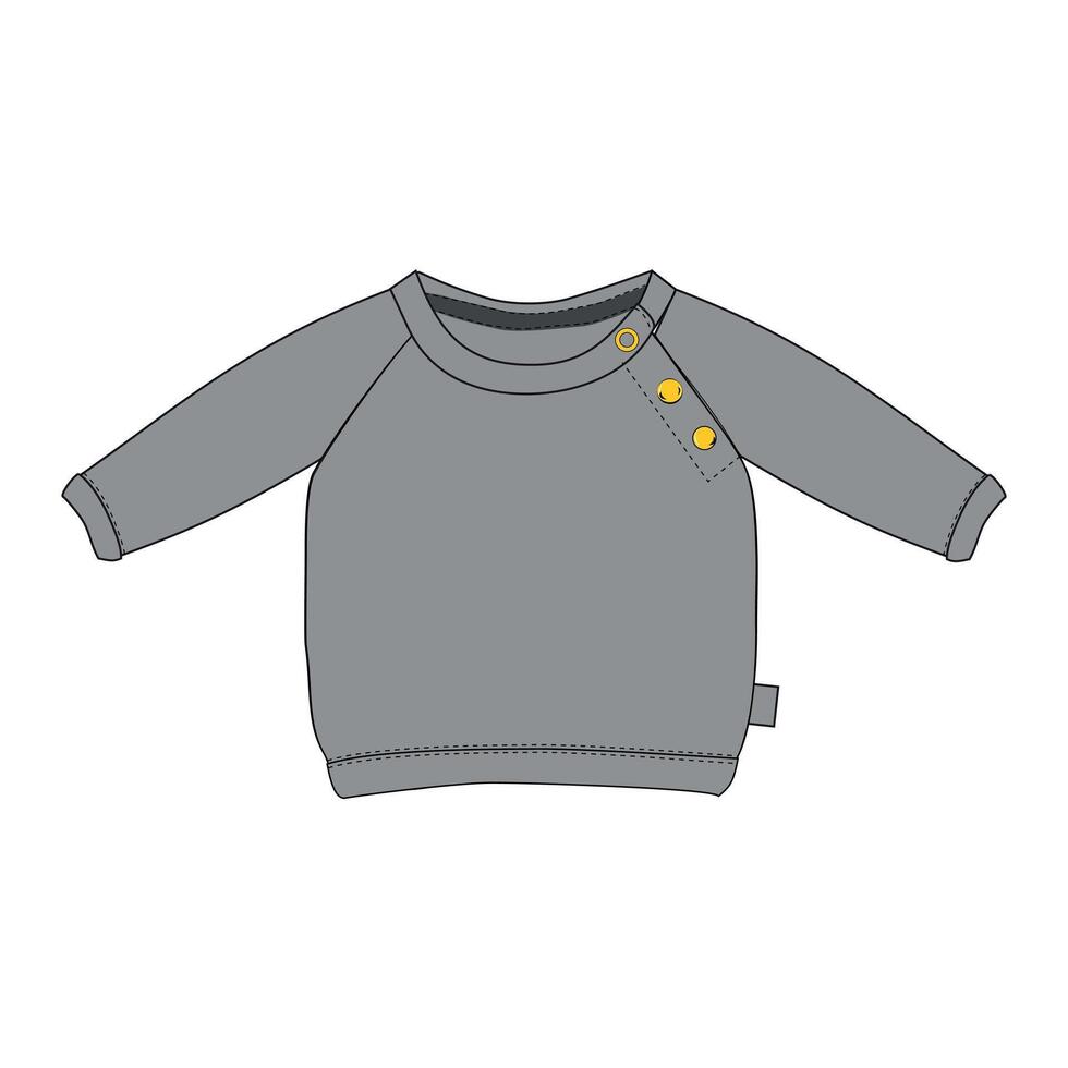A gray sweater with yellow buttons on the front vector