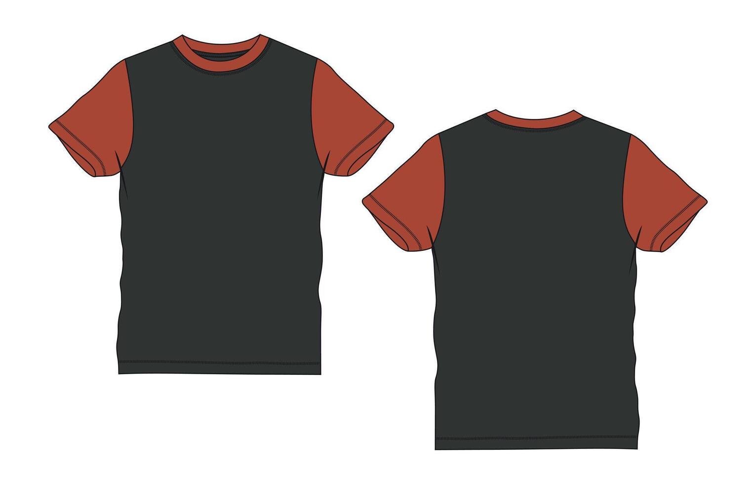 A black and red t - shirt with a red stripe vector