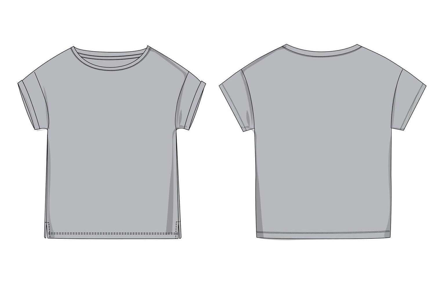 A gray t - shirt with a front and back view vector