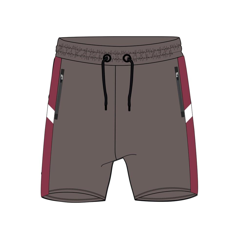 Sweat shorts pant with red stripes on side isolate don white back vector