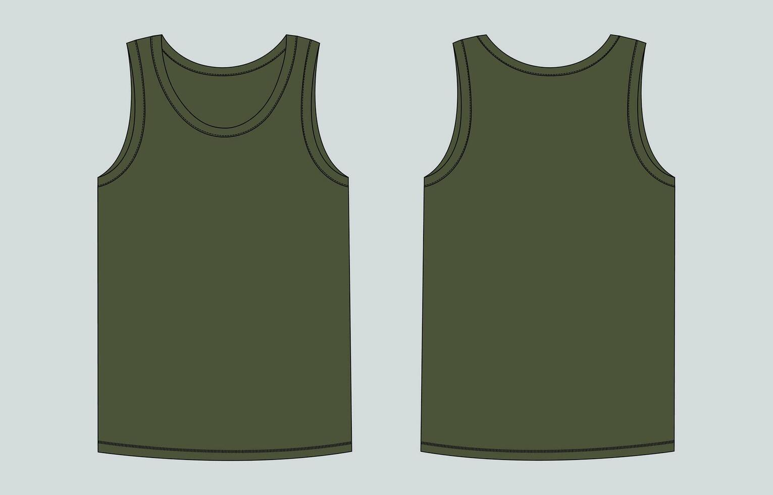 Two green tank tops, one front and one back vector