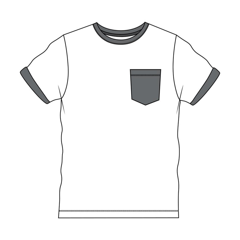 A white t - shirt with a pocket vector