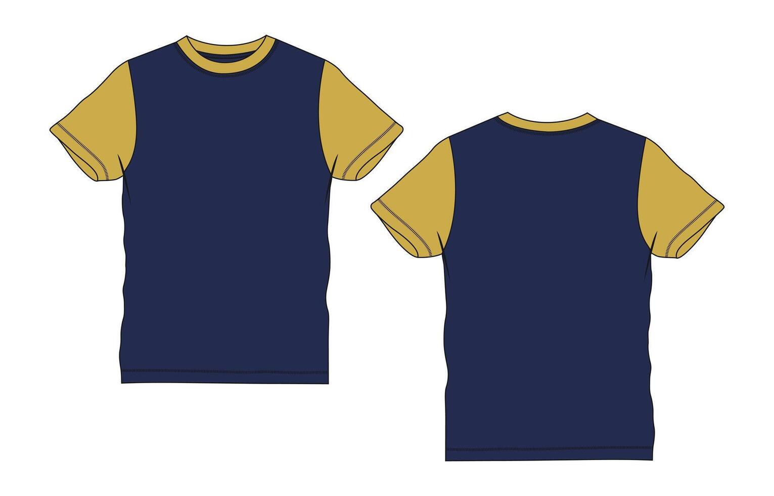 A navy and gold t - shirt with a blue and yellow design vector