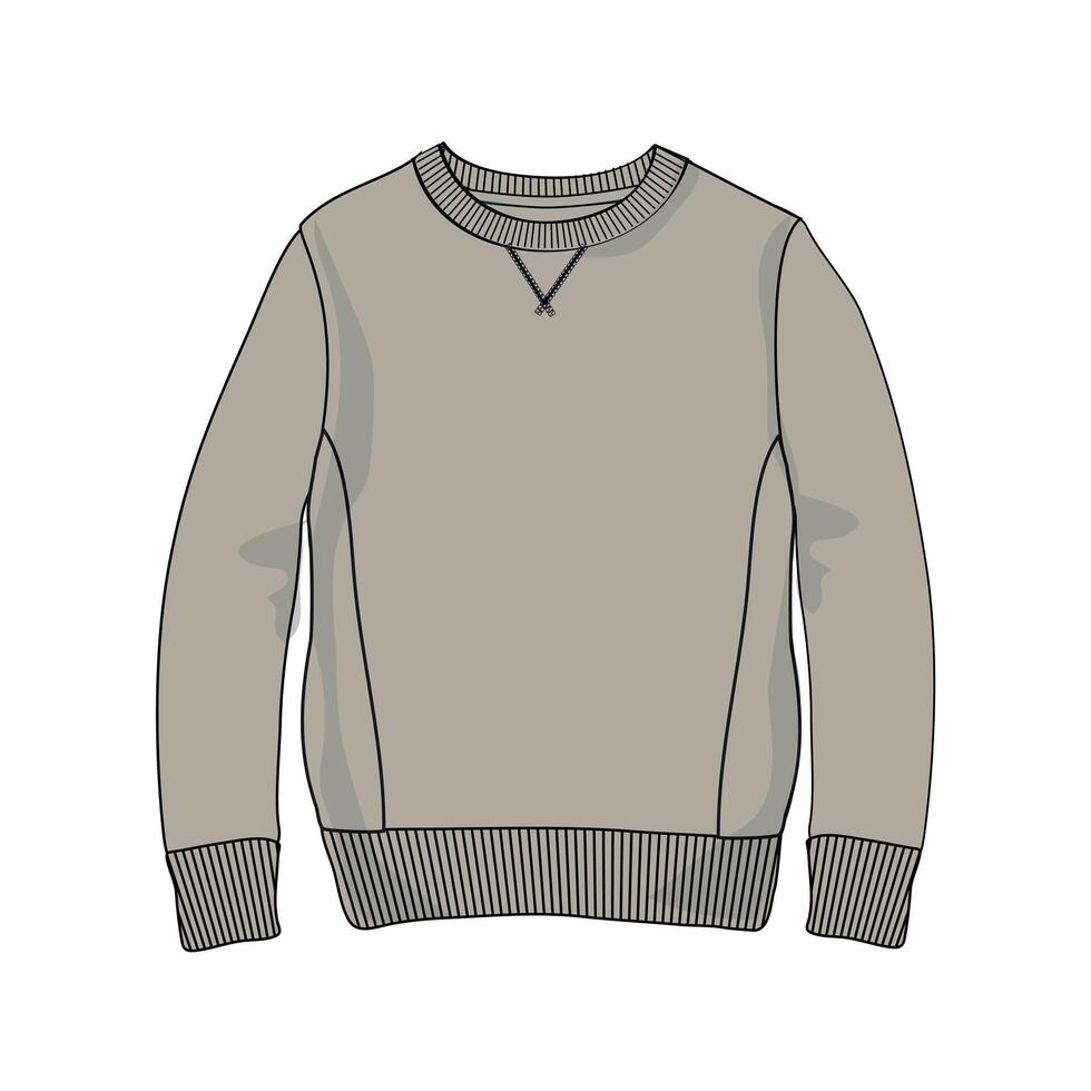 A gray sweater with a black trim vector