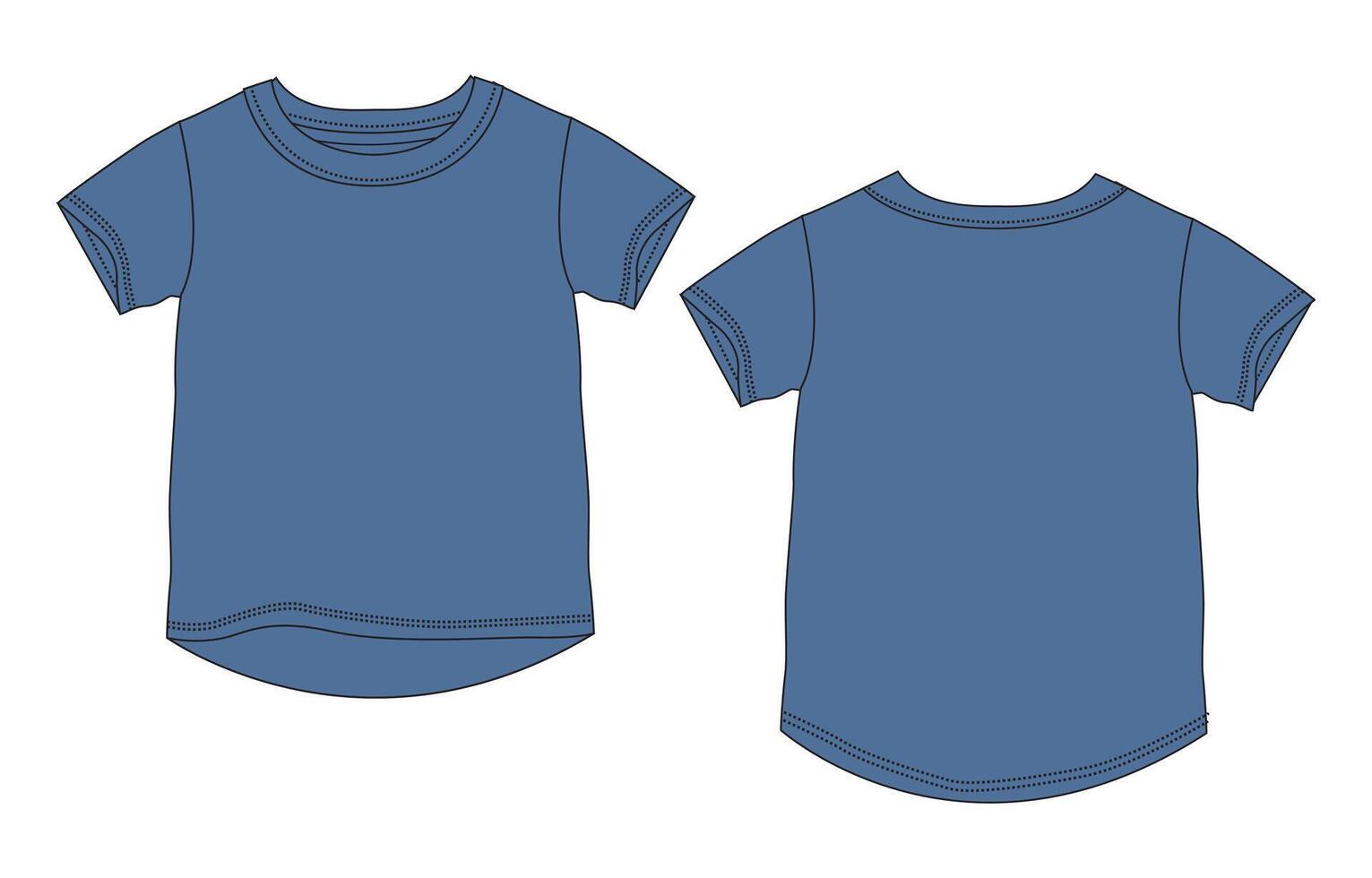 A blue t - shirt with a short sleeve and a long sleeve vector