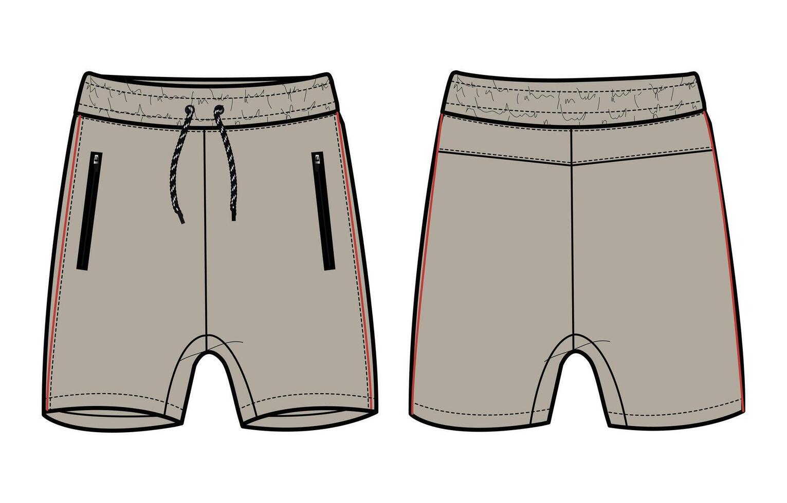 A pair of shorts with a zipper and side pockets vector