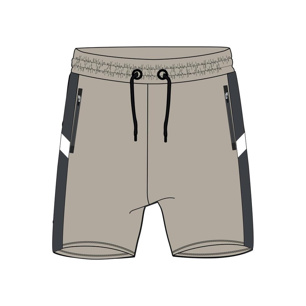 Sweat shorts pant front and back isolated on white background vector