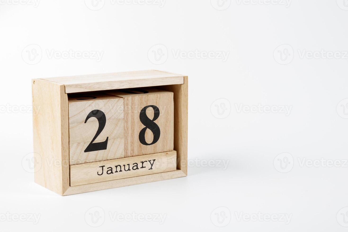 Wooden calendar January 28 on a white background photo