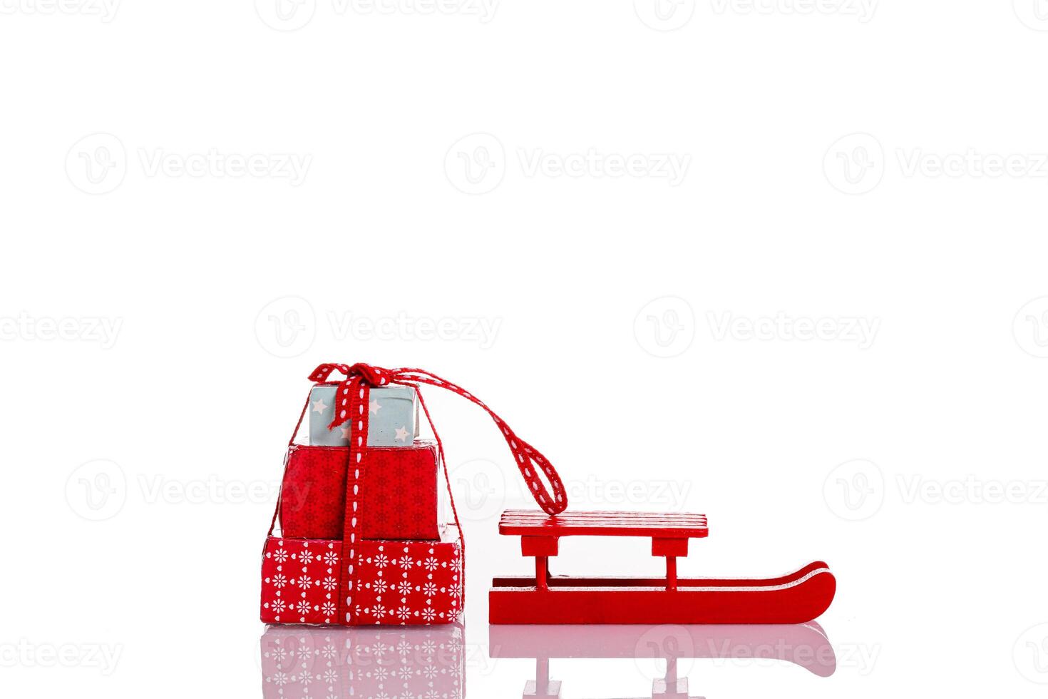 snowman, Christmas tree, gifts, sled on a white background photo
