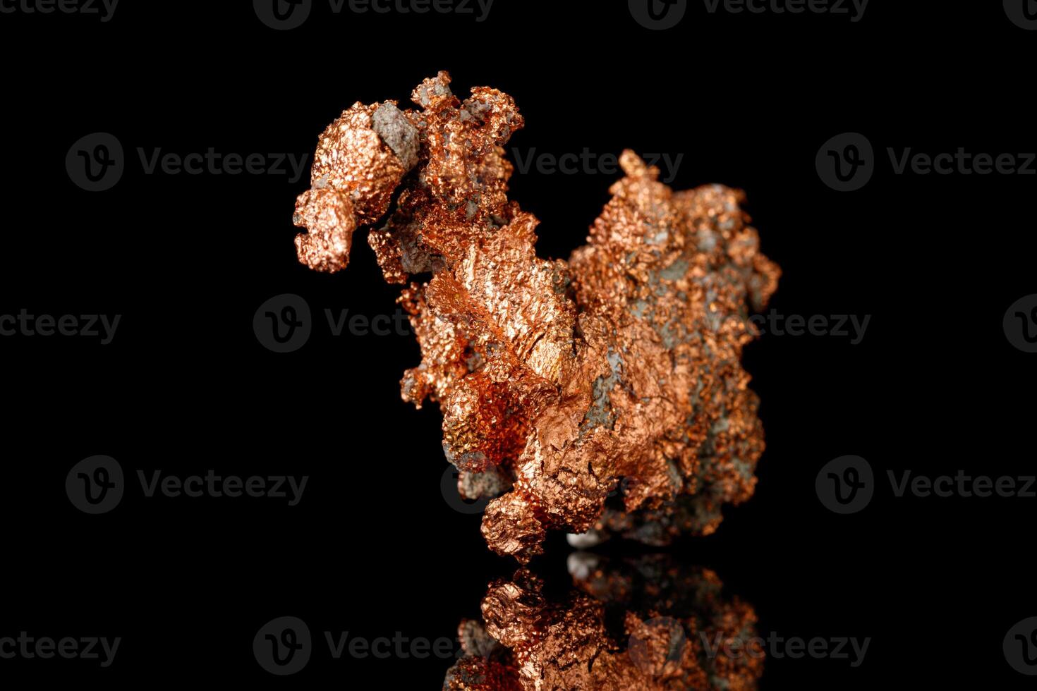 Macro mineral stone Copper on black background photo