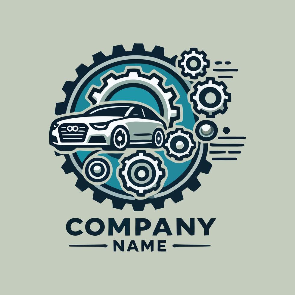 Mechanical Cog Turns Car Logo vector