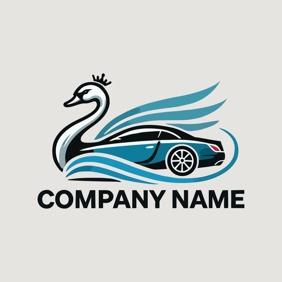 Elegant Swan Glides Car Logo vector