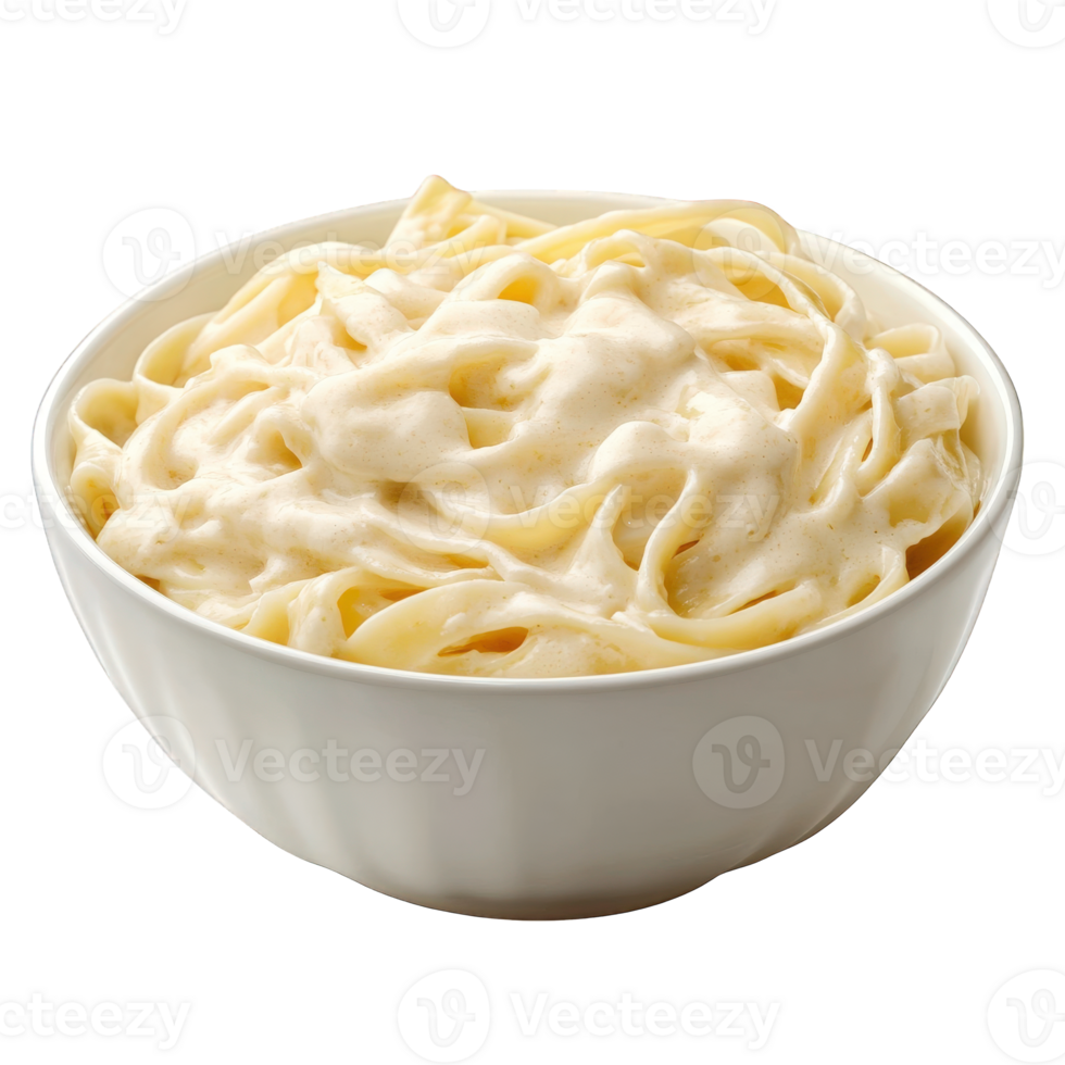 Creamy Alfredo Pasta in a White Bowl, on transparent background png