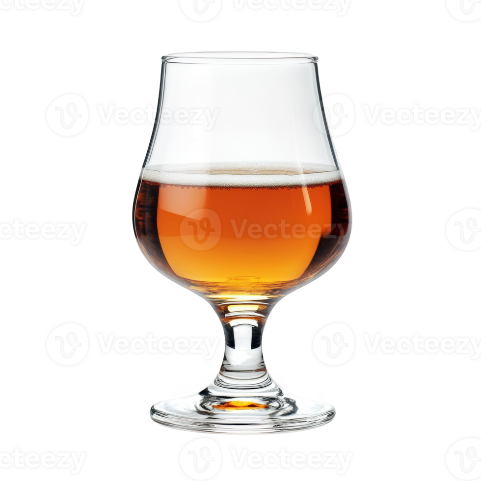 Amber Beer in a Crystal Glass, on transparent background png
