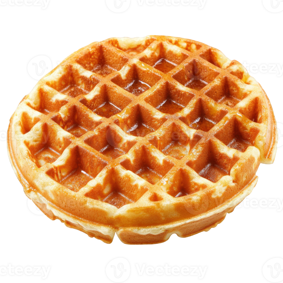Golden Brown Waffle Drizzled With Sweet Syrup, on transparent background png