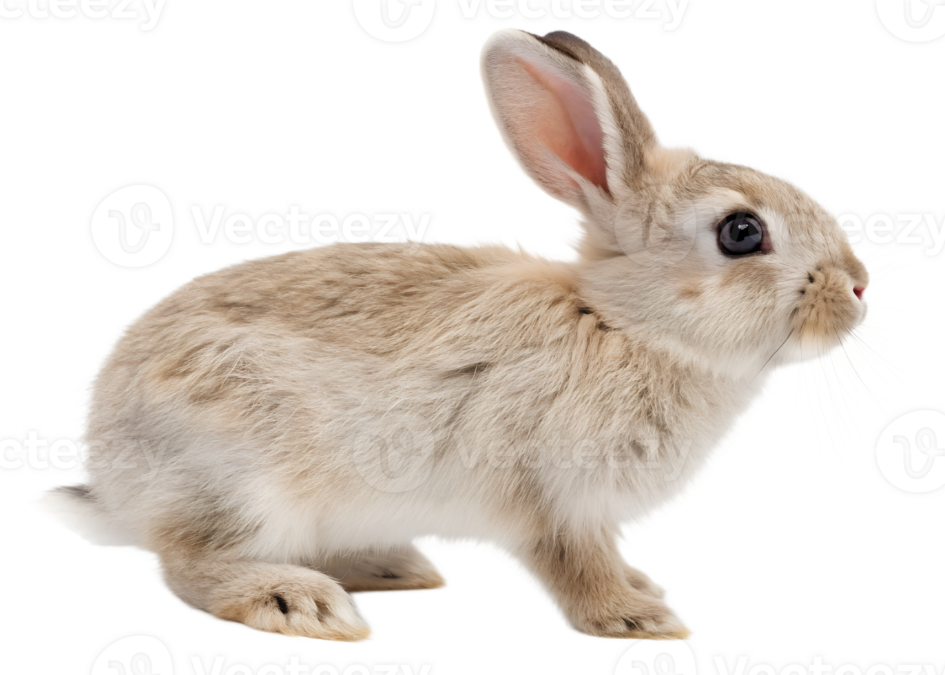 Cute small rabbit with light fur and big ears png