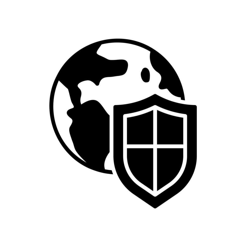 Earth protection icon with a shield in front of it vector