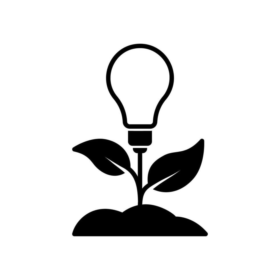 Green energy icon with sprout and light bulb vector