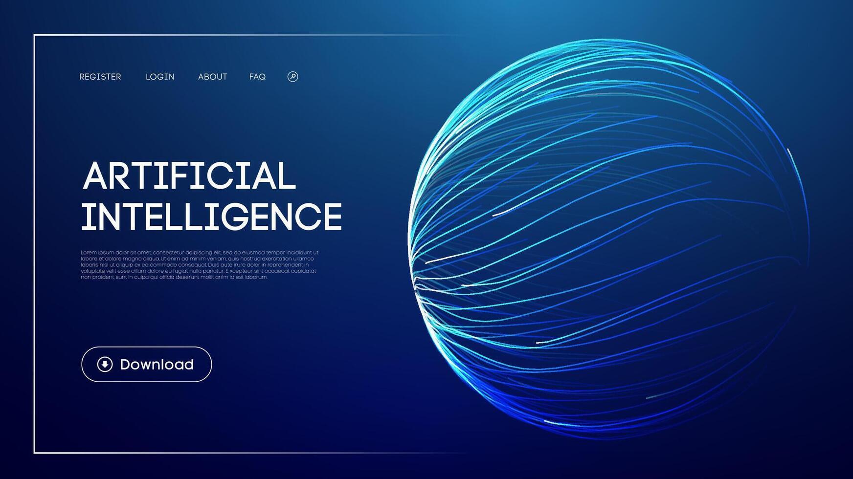 Digital abstract sphere with flowing lines illustrating artificial intelligence concepts vector