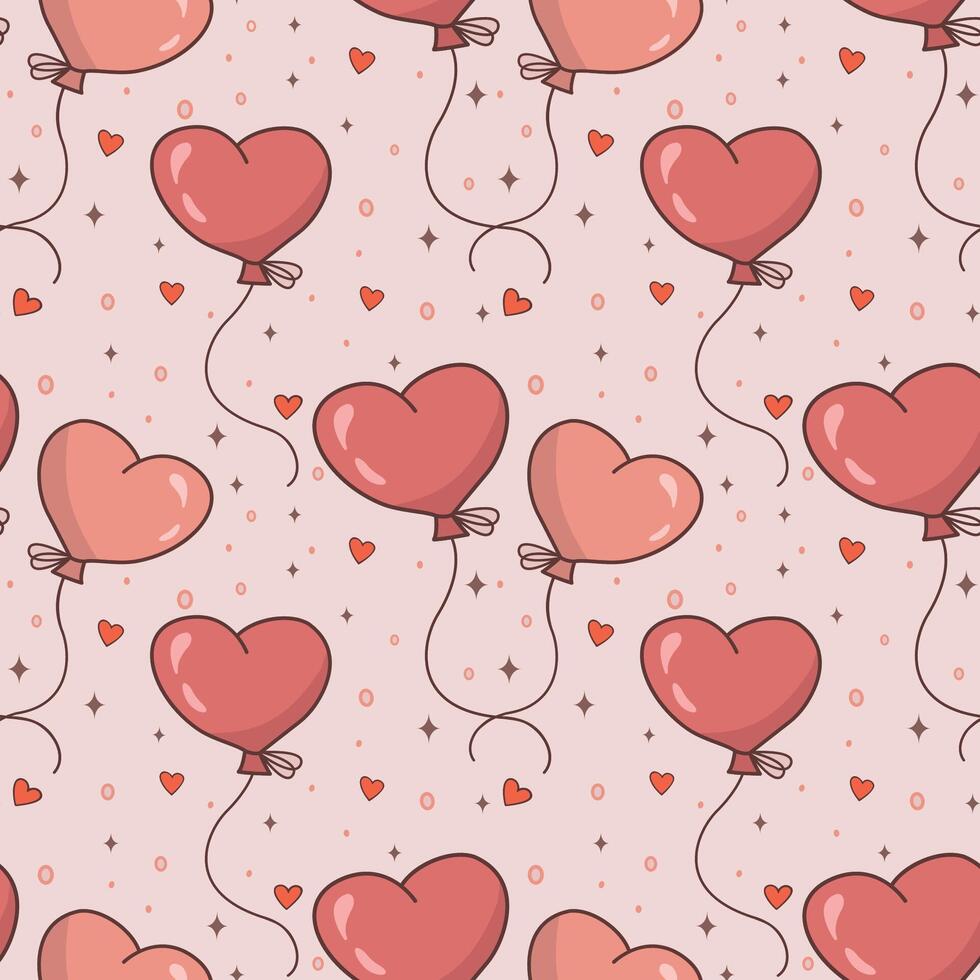Seamless pattern of balloons in the shape of hearts. Happy Valentine is day fabric texture, happy birthday floral wallpaper background. Romantic background for Valentine is day. illustration vector