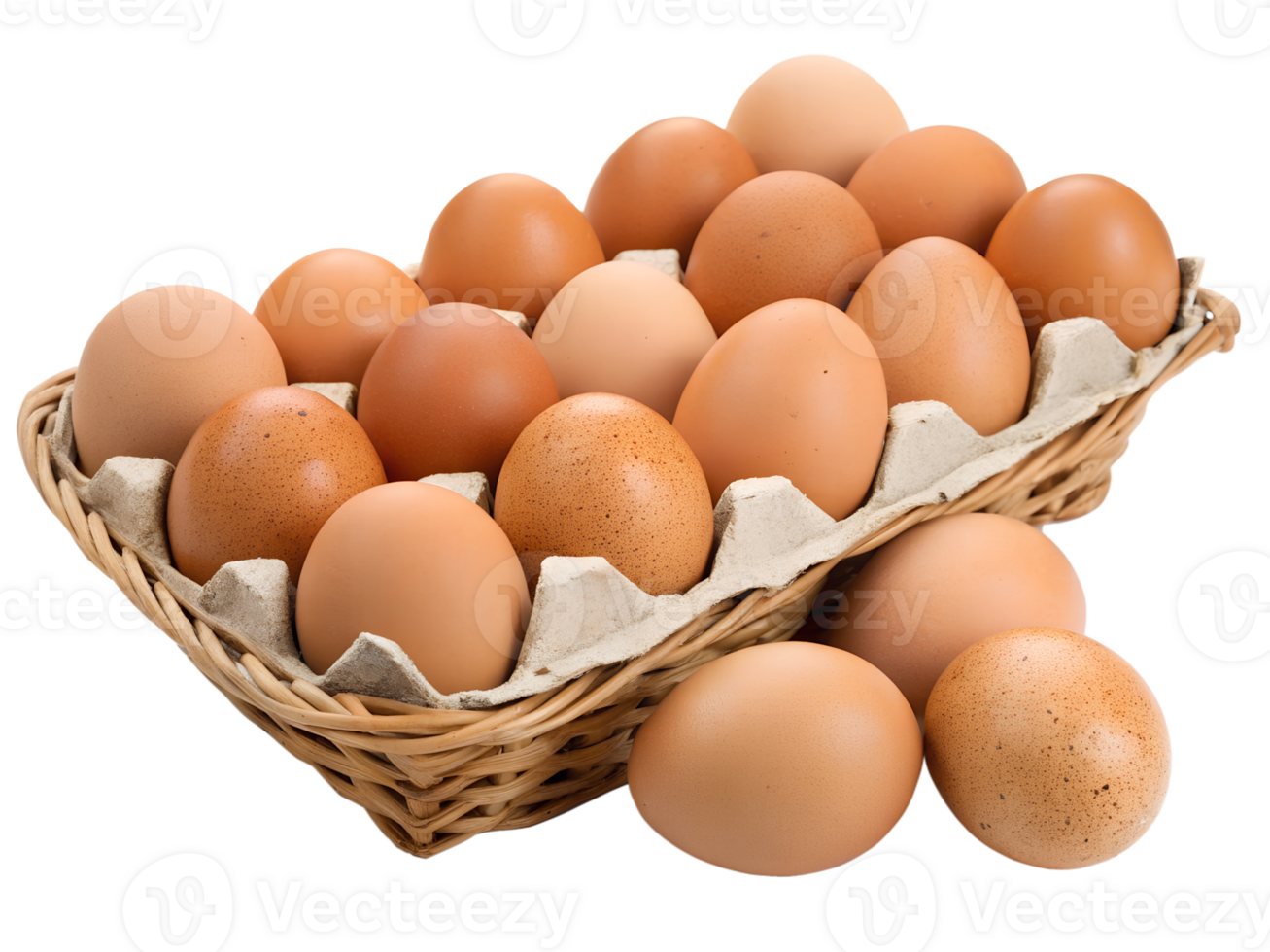 Basket of brown eggs ready for cooking and baking png