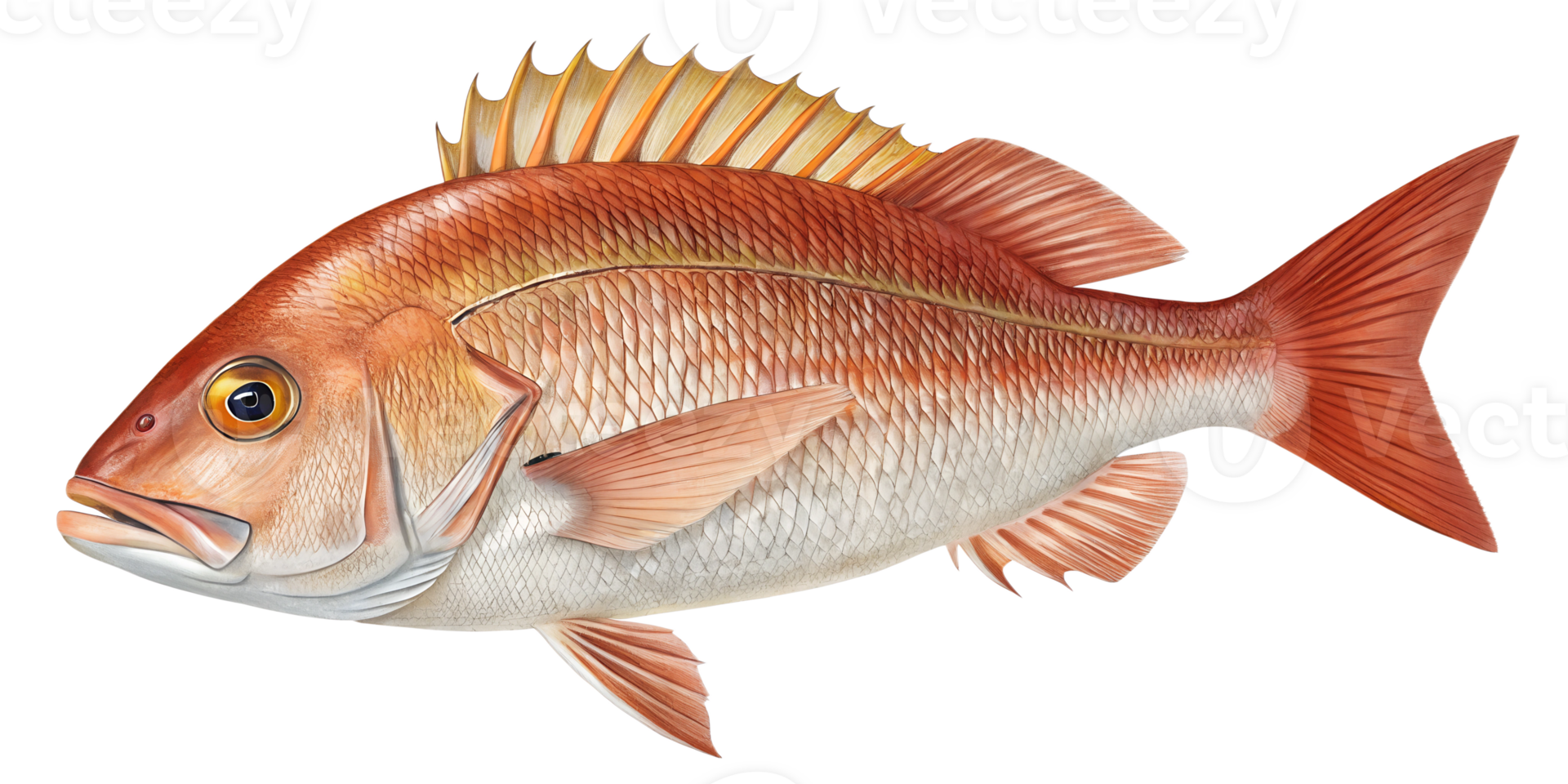 Colorful snapper swimming in clear seawater png