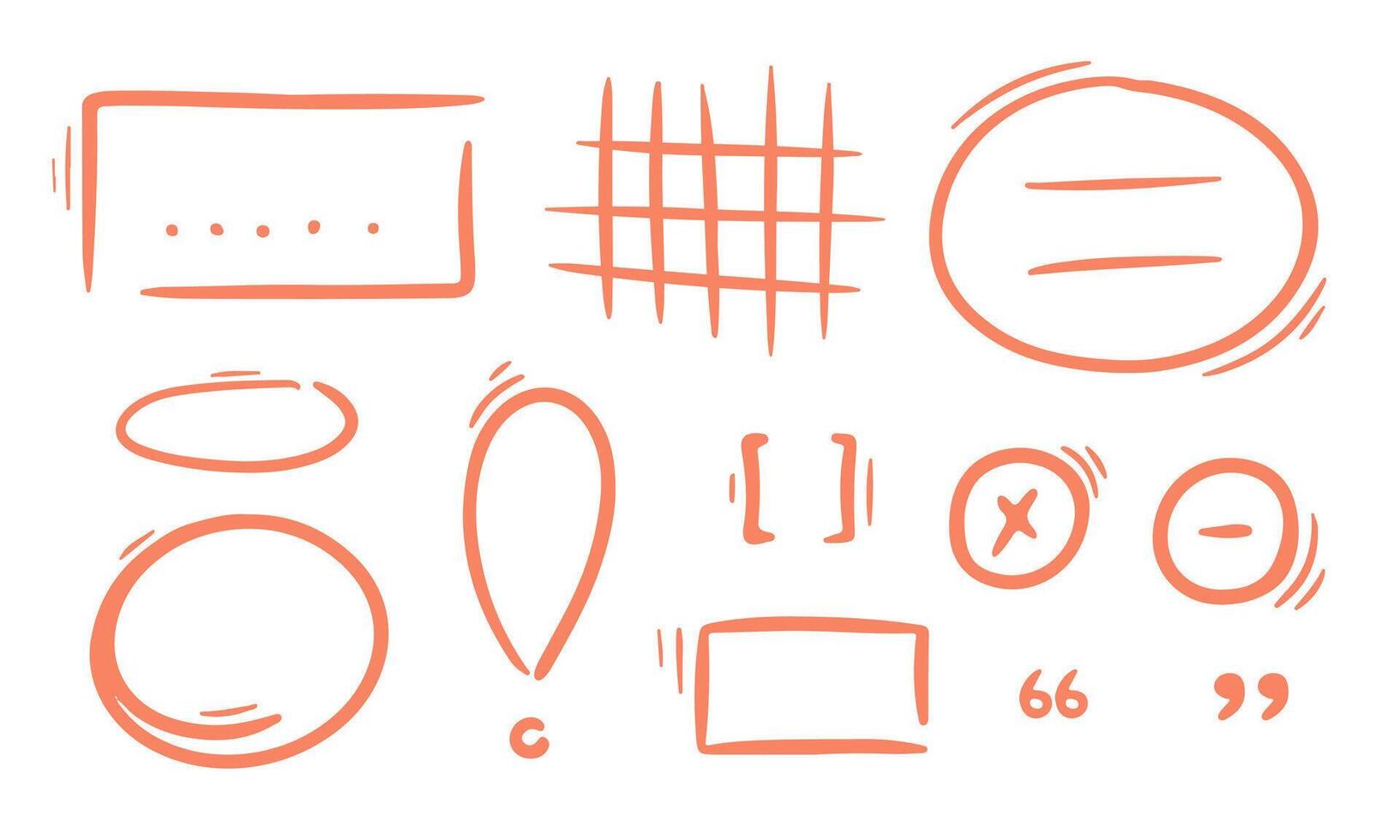 Hand drawn underlines, speech bubbles, arrows, strokes, check marks, spiral. Sketch emphasis by pen, pencil or marker. Red design elements set. vector