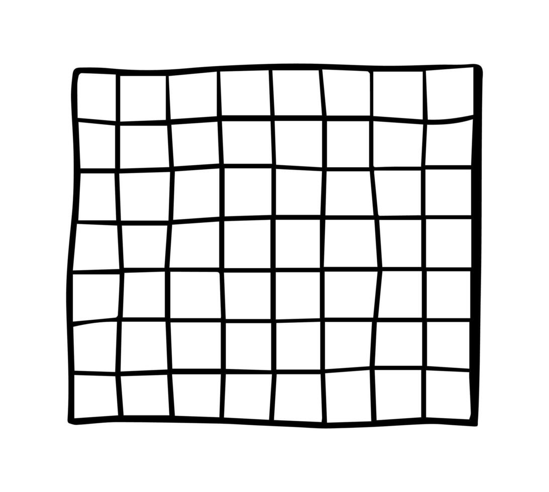 Hand drawn grid for notes. Doodle square grid pattern. Checked wallpaper print for collages. Rectangle frame by lines. Doodle sketch by pencil. Simple line border. illustration vector