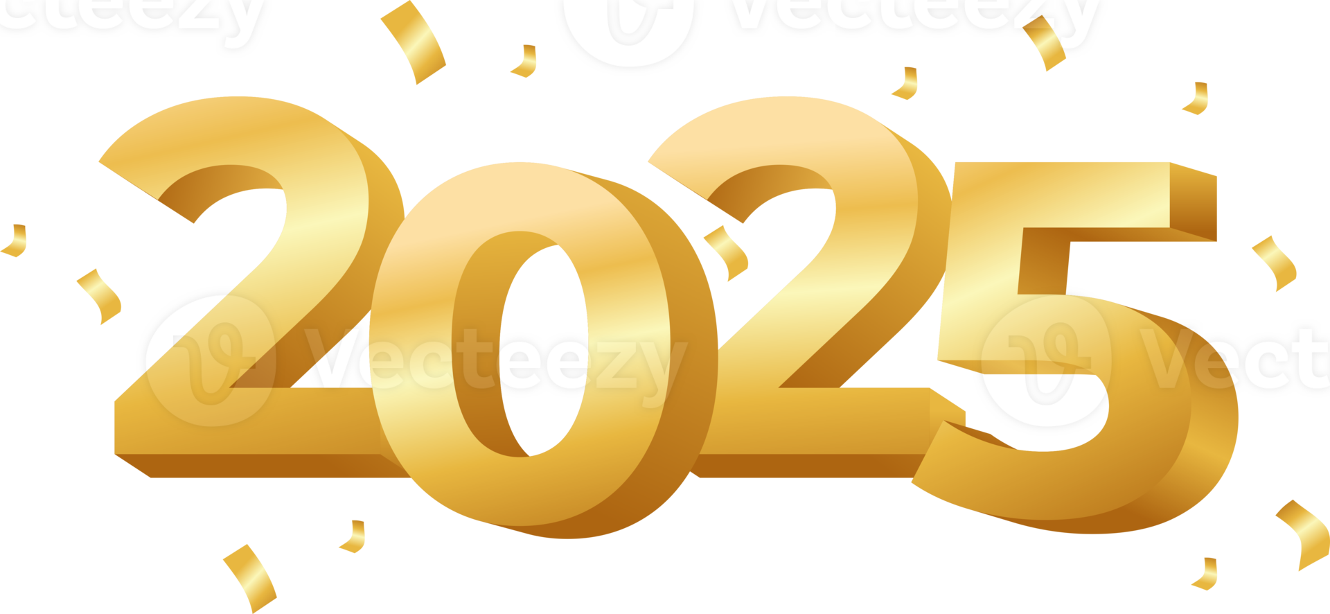 Golden 3D 2025 New Year png
