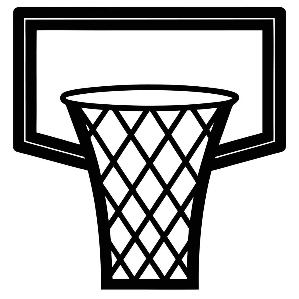 Basketball Hoop Silhouette on White Background vector