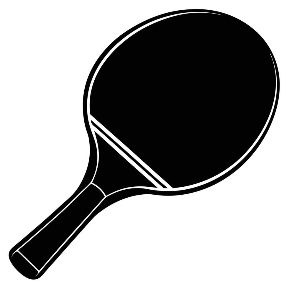 Table Tennis Paddle Silhouette on White Background vector