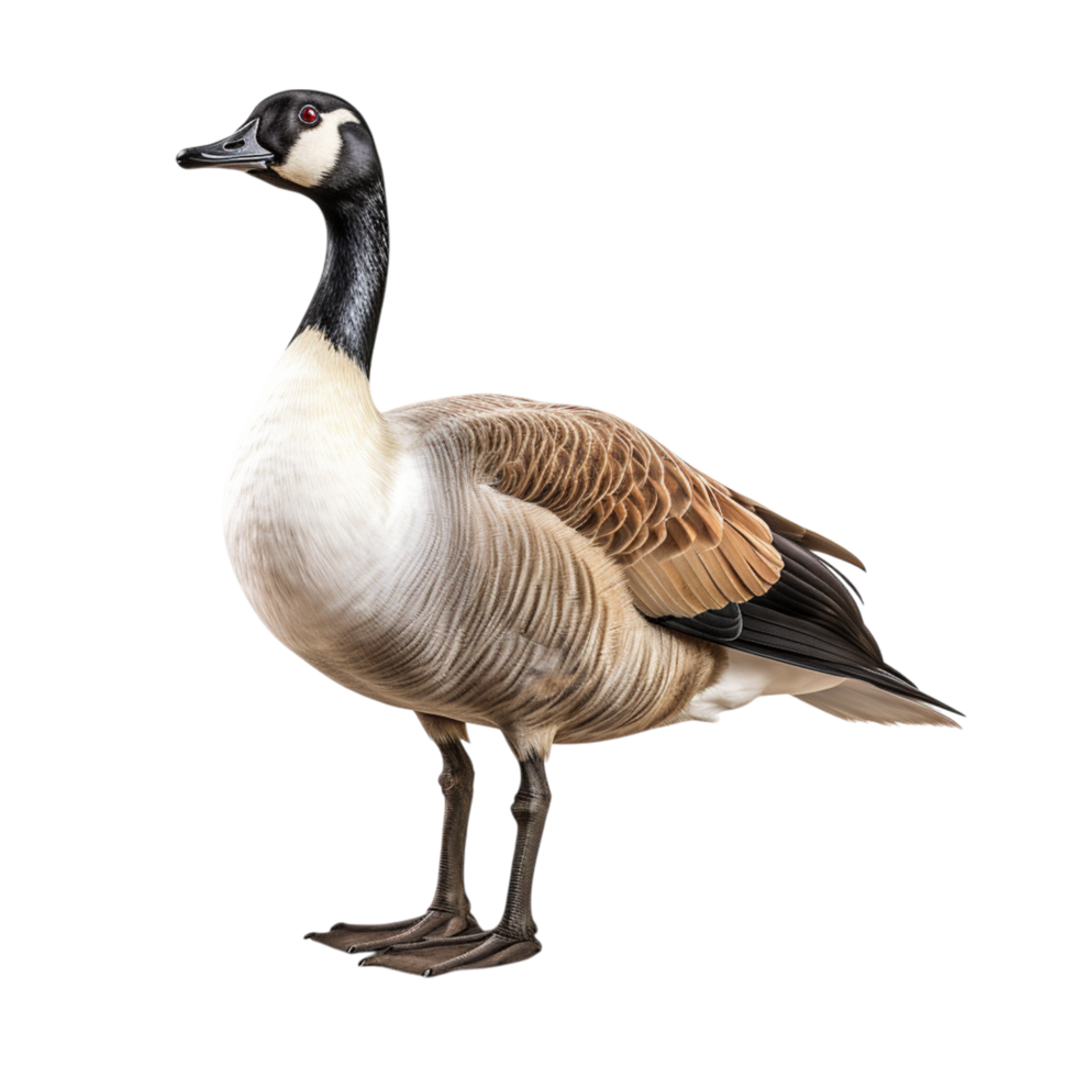 Realistic Goose with Black Neck and White Body Facing Right Side png