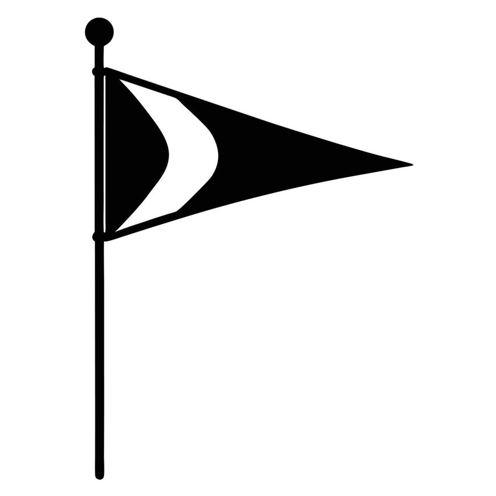 Wind Direction Flag Silhouette on White Background vector