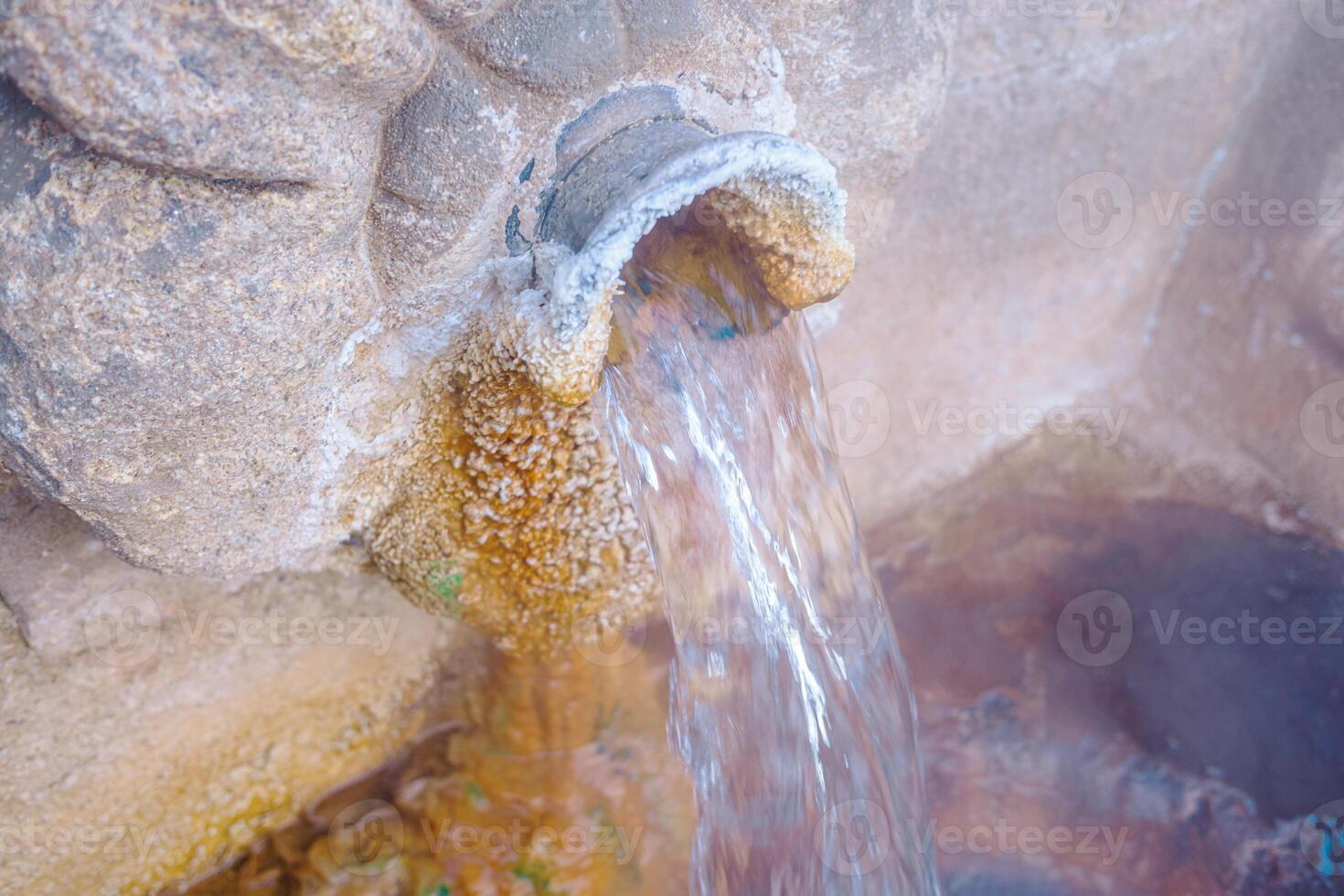 As Burgas, thermal hot water spring in the city of Ourense. Galicia, Spain photo