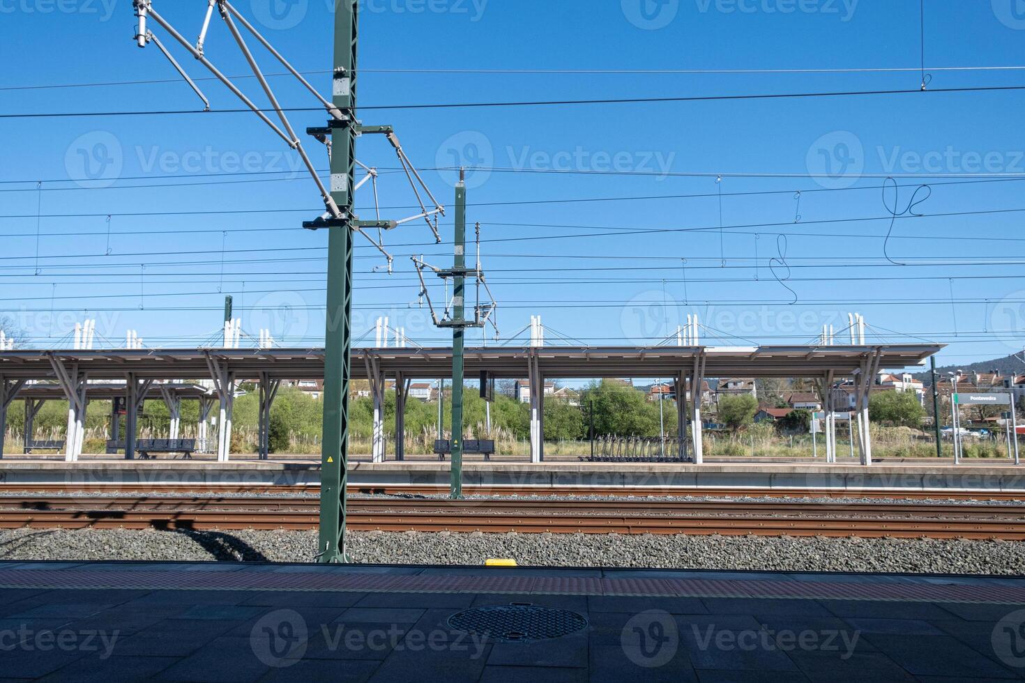 view of the platforms of a train station in galicia. Spain photo