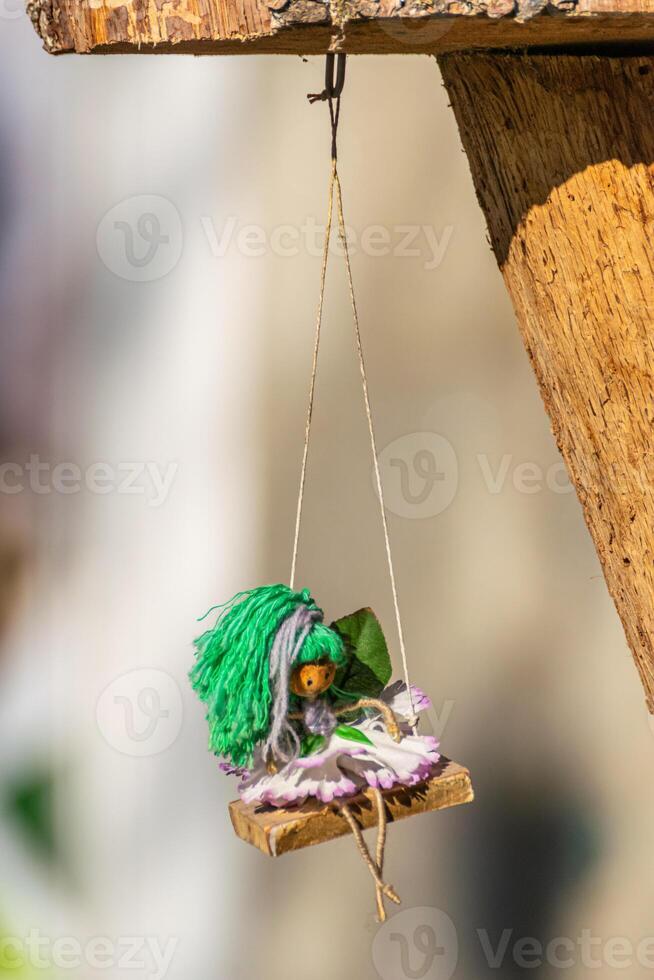 homemade christmas decoration, a fairy on a swing photo