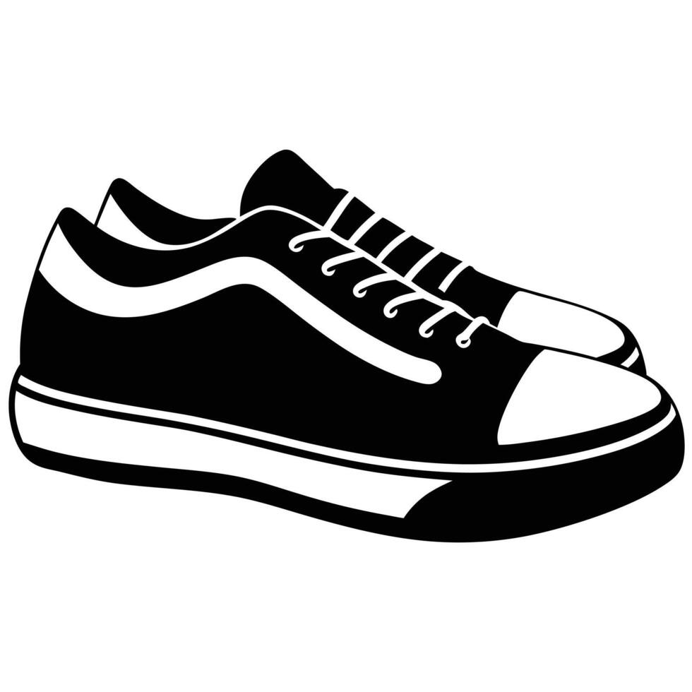 Tennis Shoes Silhouette on White Background vector