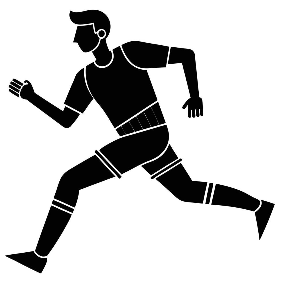 Football Player Running Silhouette on White Background vector