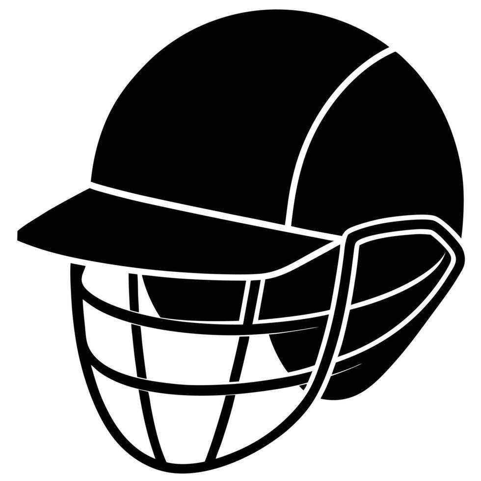 Cricket Helmet Silhouette on White Background vector