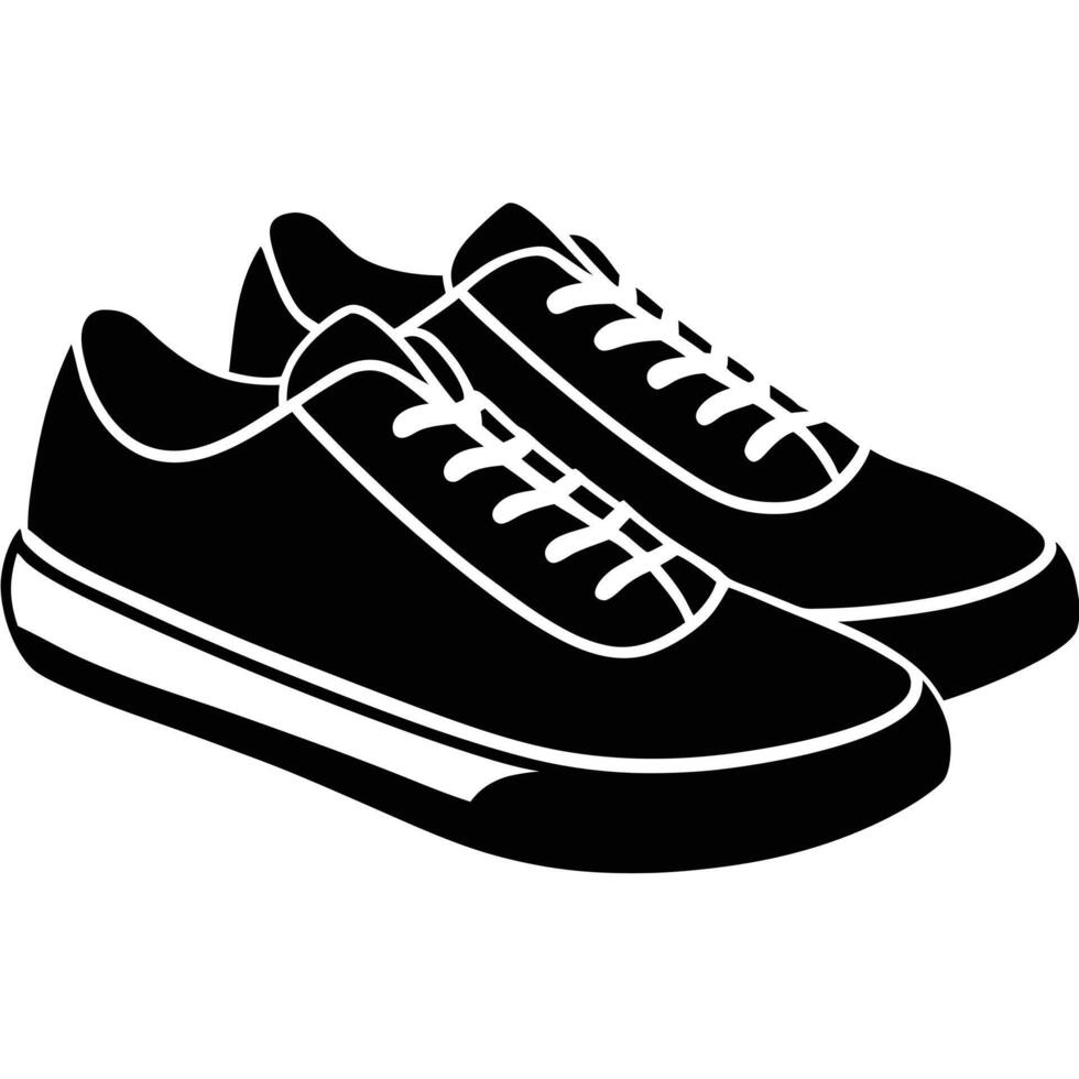 Table Tennis Shoes Silhouette on White Background vector