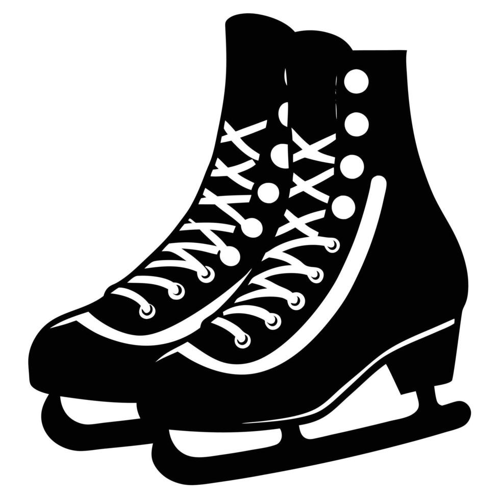Ice Skate Laces Silhouette on White Background vector